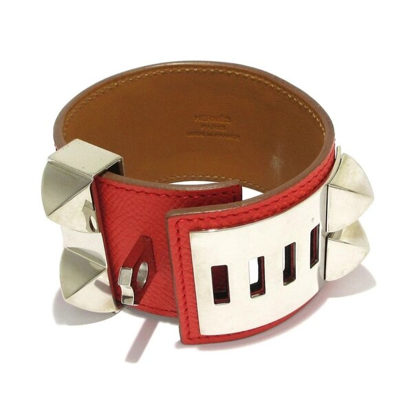 Auth HERMES Collied Cyan/Medor Rose Jaipur Veau Epsom Square R Bracelet - Picture 4 of 10